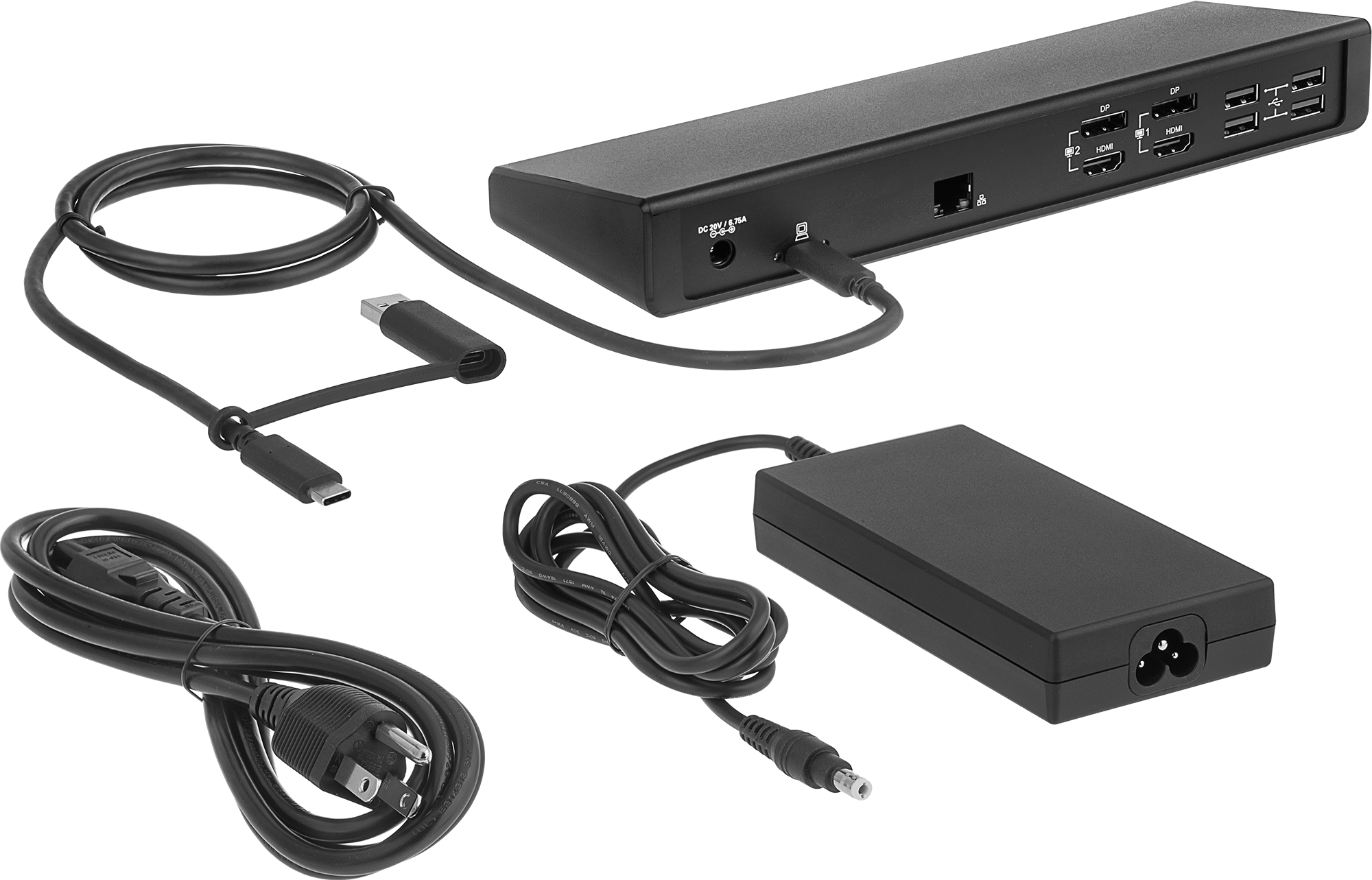 USB Standart 3.2 Gen 1 Hub, USB A ve C Erkek, Dişli A ve C, HDMI, Displayport, RJ45 ve Ses