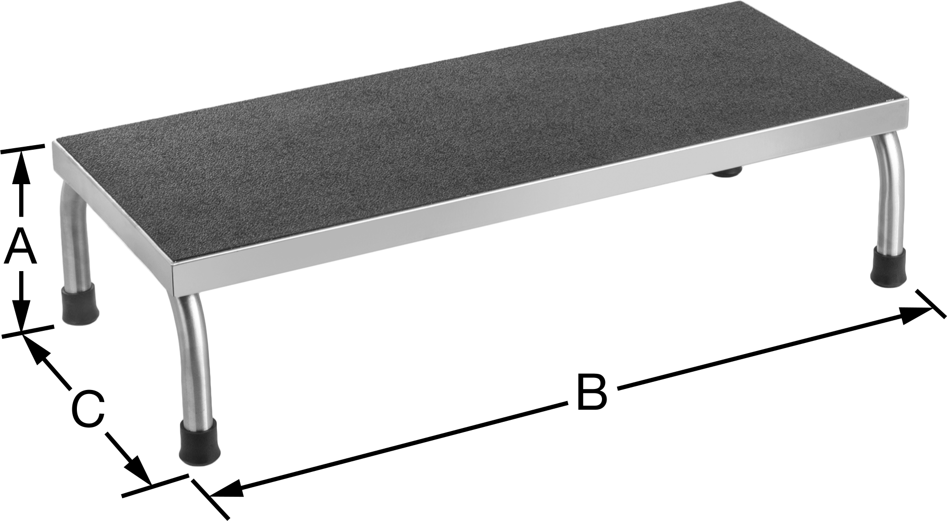 304 Paslanmaz Çelik Basamaklı Tabure, Vinil Kaplı Basamaklı, 8“ Yüksekliğinde x 31” Genişliğinde x 14" Derinliğinde Toplam