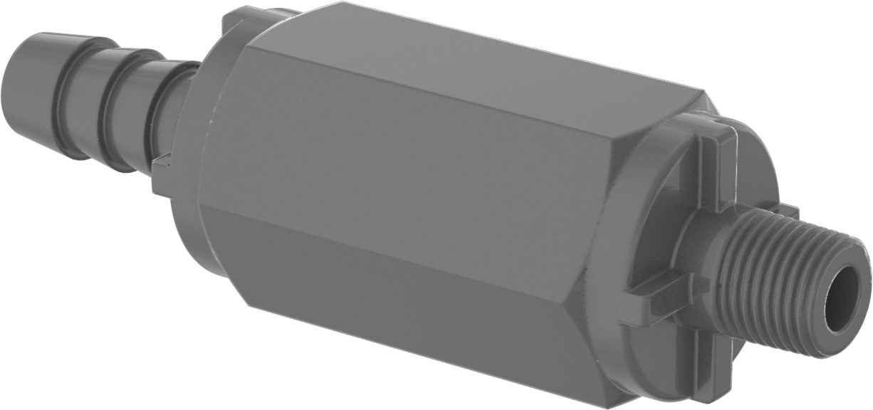 PVC Çek Valf, 3/8" Giriş Borusu İç Çapı x 1/8 NPT Erkek Çıkış