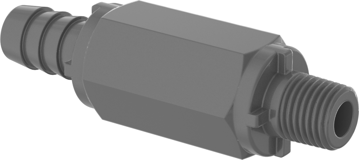 PVC Çek Valf, 1/2" Giriş Borusu İç Çapı x 1/4 NPT Erkek Çıkış