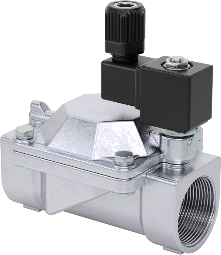 Floroelastomer Contalı Pirinç Solenoid Valf, Nikel Kaplama, Normalde Kapalı, 24V DC, 1-1/2 NPT Dişi