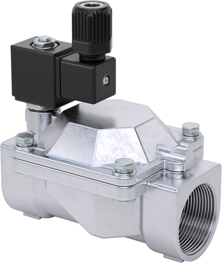 Floroelastomer Contalı Pirinç Solenoid Valf, Nikel Kaplama, Normalde Kapalı, 24V DC, 1-1/2 NPT Dişi
