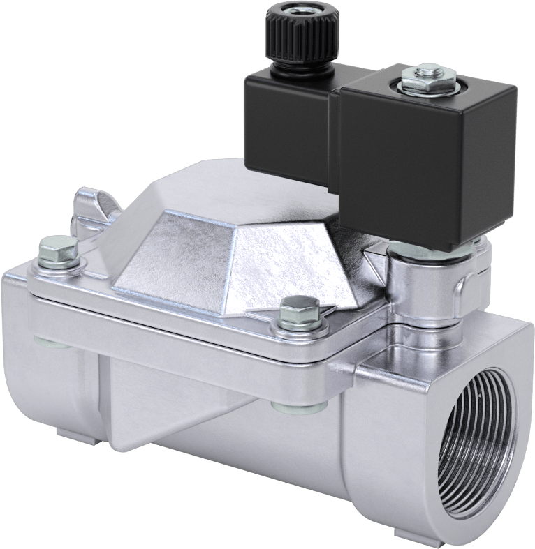 Floroelastomer Contalı Pirinç Solenoid Valf, Nikel Kaplama, Normalde Kapalı, 24V DC, 1-1/4 NPT Dişi