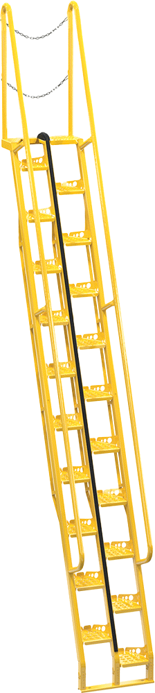 İleriye Doğru İnişli Yer Tasarruflu Merdivenler, OSHA Compliant, 350 lbs. Kapasite, 13 Fit İniş Yüksekliği