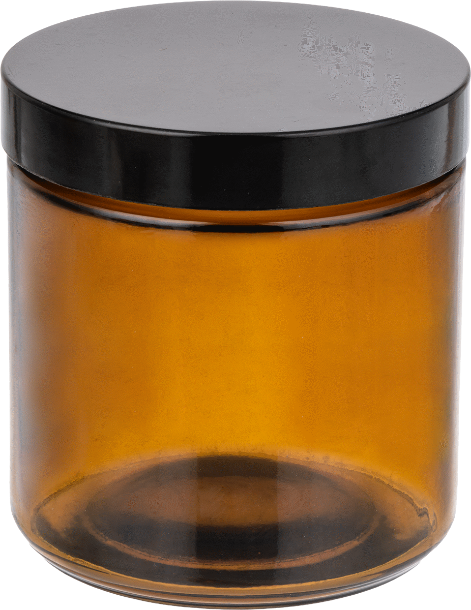 Kehribar Rengi Cam Kavanoz, PTFE Plastik Conta, 16 FL oz/475 ml Kapasite, Siyah Kapak
