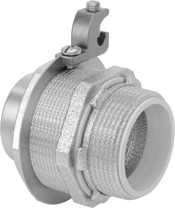 Sıvı Sızdırmaz Esnek Metal Kanal Adaptörü, Topraklama Pabuçlu, Düz, 1-1/2 Kanal Dişi x NPT Erkek