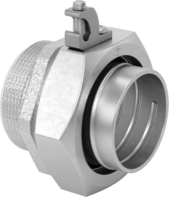 Sıvı Sızdırmaz Esnek Metal Kanal Adaptörü, Topraklama Pabuçlu, Düz, 2 Kanal Dişi x NPT Erkek