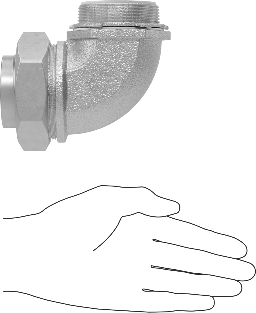 Sıvı Sızdırmaz Esnek Metal Kanal Adaptörü, Topraklama Pabuçlu, 90 Derece Dirsek, 2 Kanal Dişi x NPT Erkek