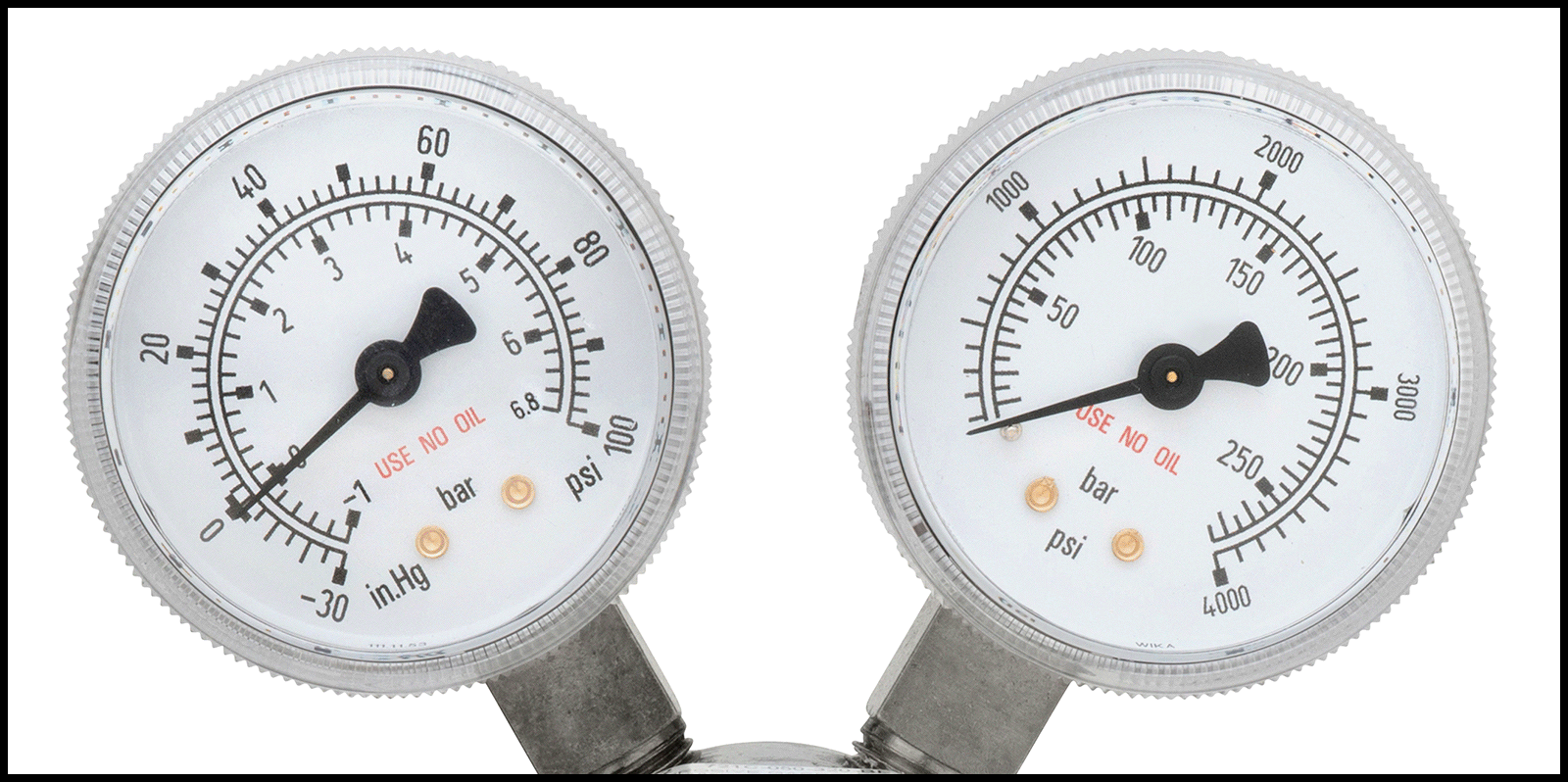 Yüksek Saflıkta Tank Montajlı Basınç Düzenleme Vanası, CGA 580 Ngo Erkek Giriş, Krom Kaplama Gövde, 0-50 PSI