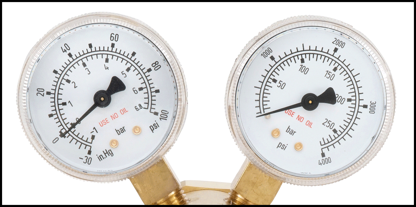 Yüksek Saflıkta Tank Montajlı Basınç Düzenleme Vanası, CGA 580 Ngo Erkek Giriş, Pirinç Gövde, 2 Stage, 0-50 PSI