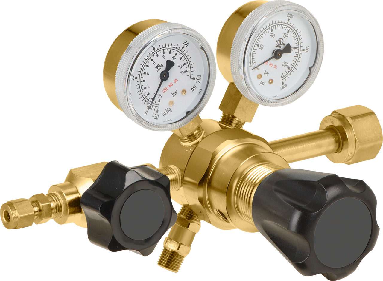 Yüksek Saflıkta Tank Montajlı Basınç Düzenleme Vanası, Pirinç Gövde, CGA 320 Ngo Dişi Giriş, 1 Stage, 0-125 PSI