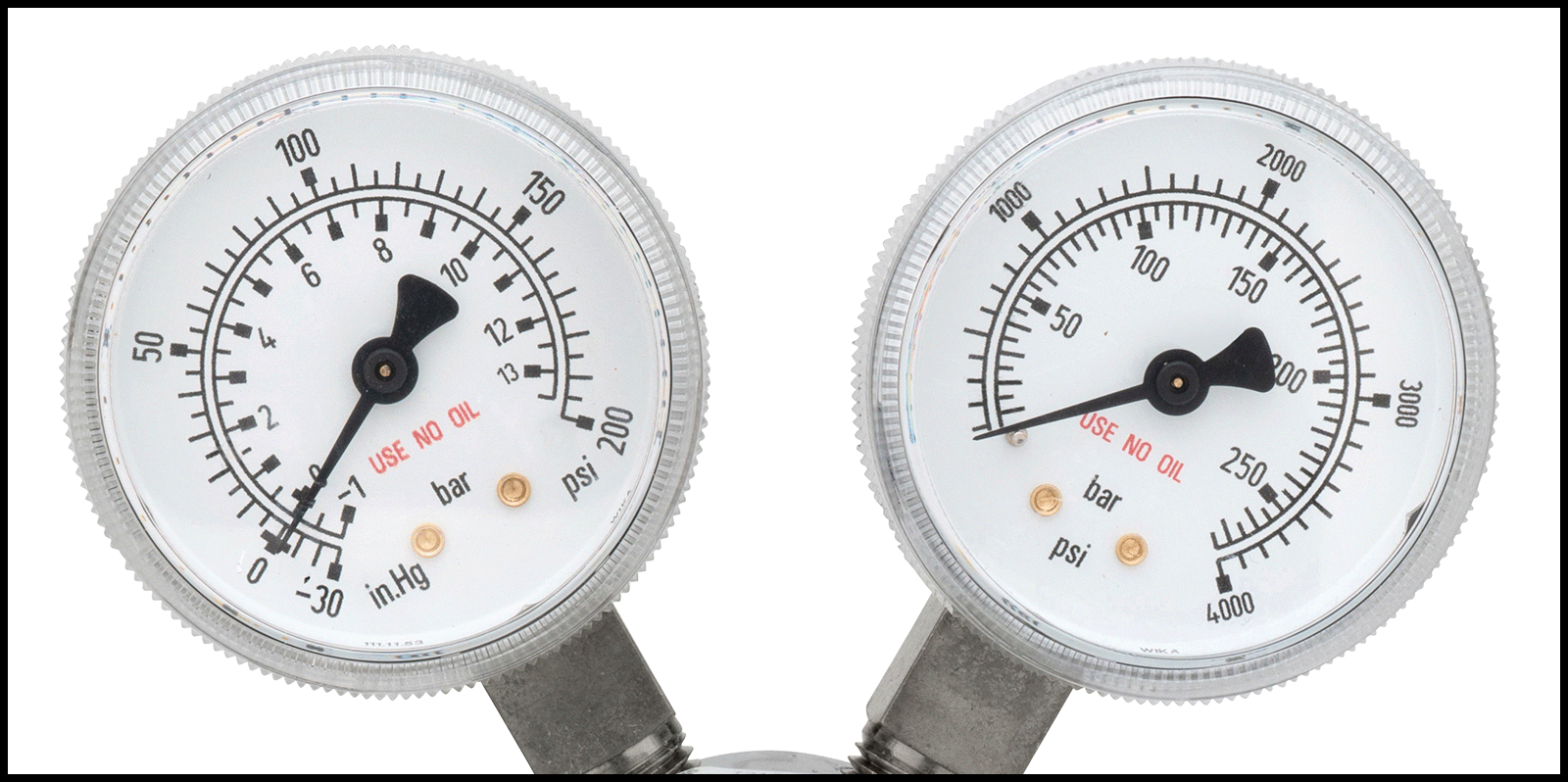 Yüksek Saflıkta Tank Montajlı Basınç Düzenleme Vanası, CGA 320 Dişi Giriş, Krom Kaplama Gövde, 2 Stage, 0-125 PSI