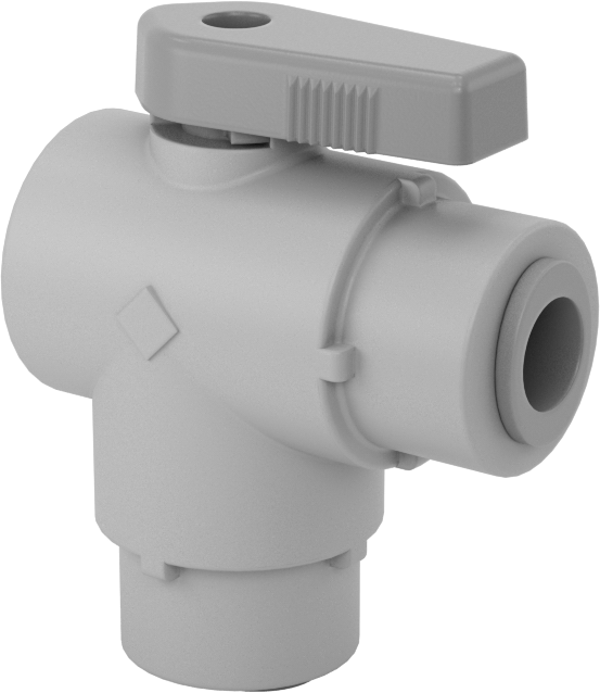 Su için Kompakt PVC Açma/Kapama Dirsek Valfi, Küresel Vana, 3/8" Dış Çap Push-to-Connect için