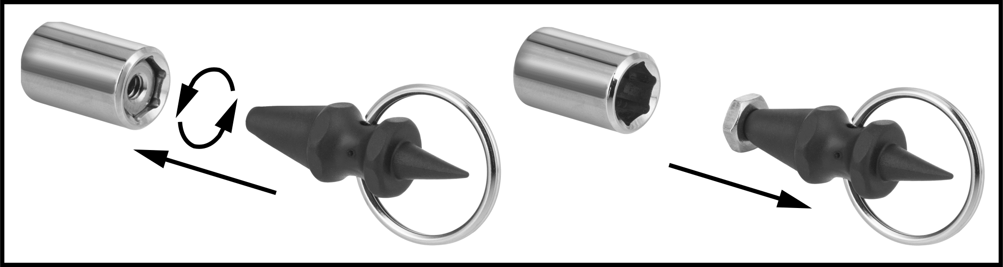 Insert One End to Grip the Nut from the Inside