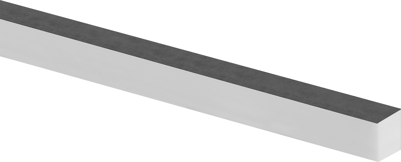 Kimyasallara Dayanıklı Kaygan Teflon® PTFE Çubuk, Oyulmuş Dokulu, 1/2" Genişlik, 1/2" Kalınlık