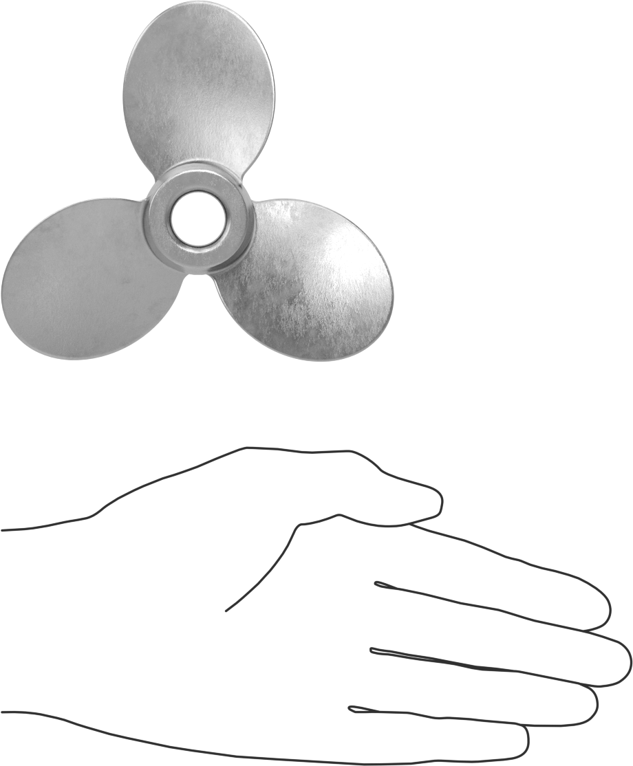 Paslanmaz Çelik Karıştırıcı Pervanesi, Sol El, 5/8" Mil Çapı için, 5" Çap, 5" Aralığı