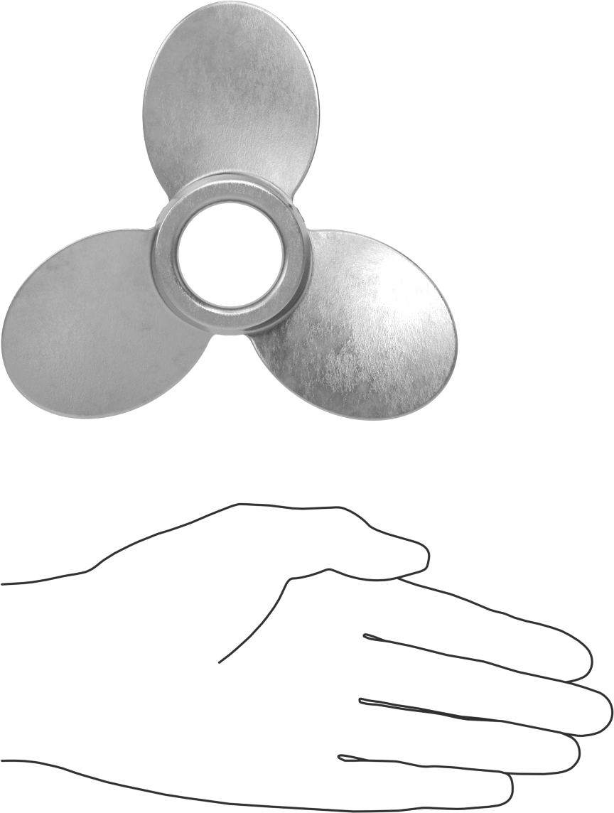 Paslanmaz Çelik Karıştırıcı Pervanesi, Sol El, 1-1/4" Mil Çapı için, 6" Çap, 6" Aralığı