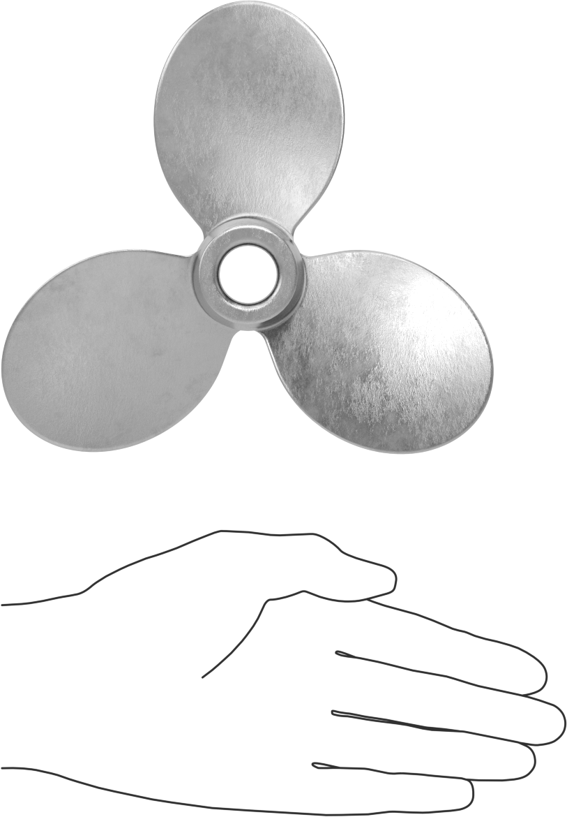 Paslanmaz Çelik Karıştırıcı Pervanesi, Sol El, 3/4" Mil Çapı için, 7" Çap, 7" Adım