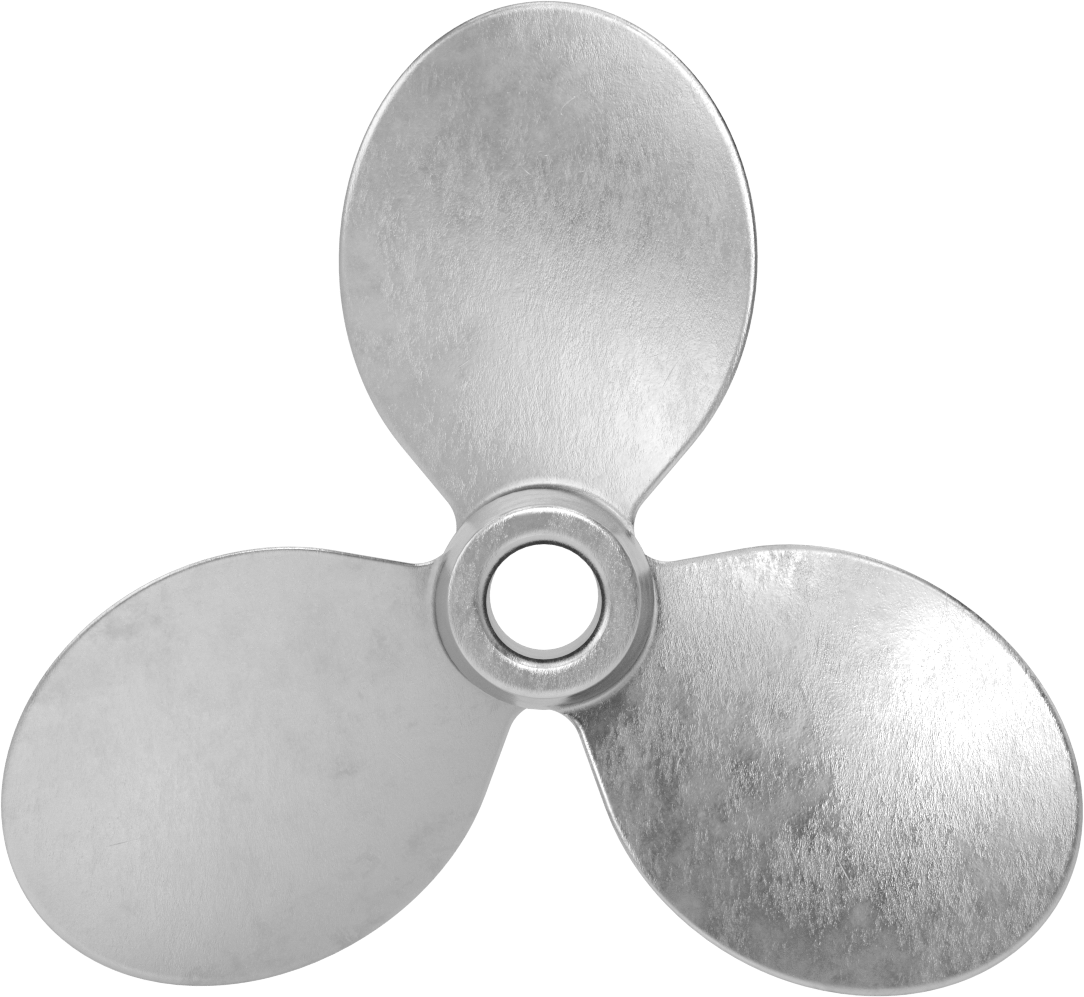 Paslanmaz Çelik Karıştırıcı Pervanesi, Sol El, 3/4" Mil Çapı için, 8" Çap, 8" Adım