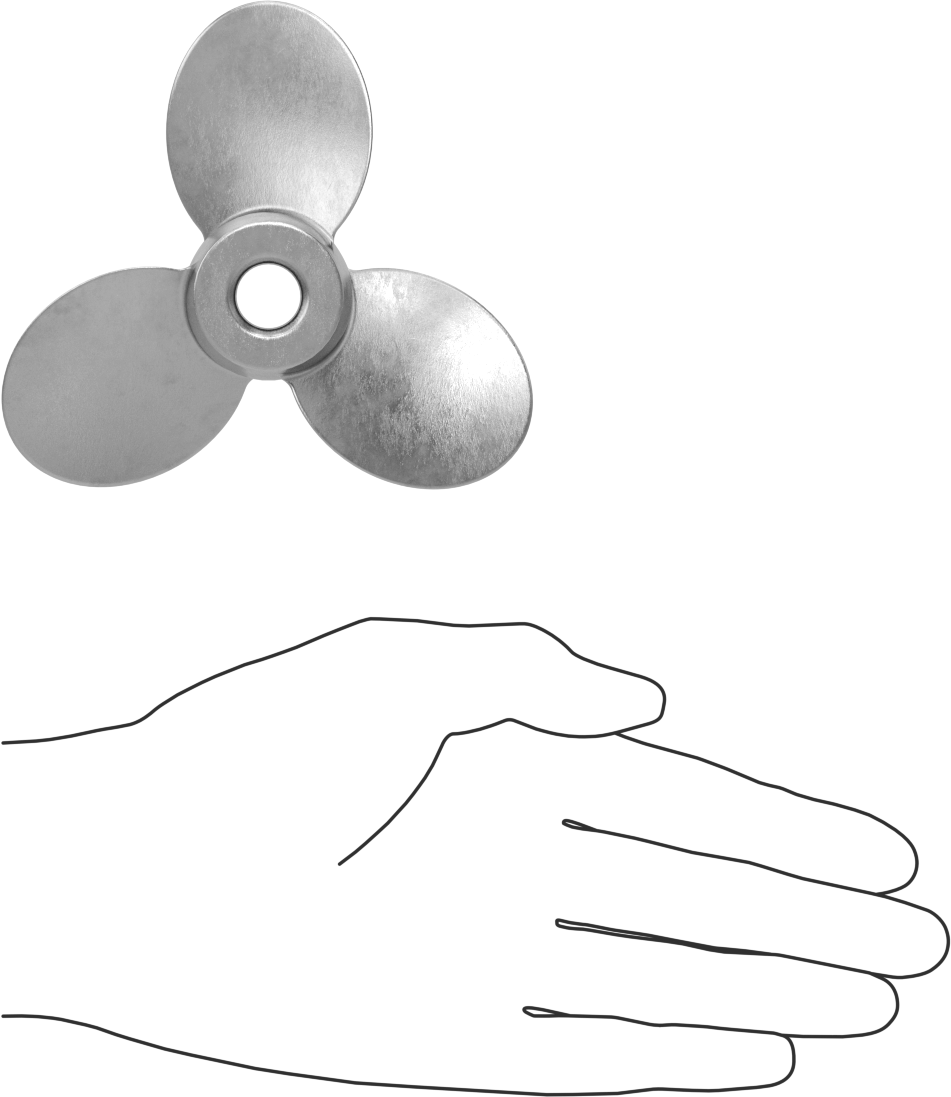 Paslanmaz Çelik Karıştırıcı Pervanesi, Sol El, 1/2" Mil Çapı için, 4-1/2" Çap, 4-1/2" Aralığı