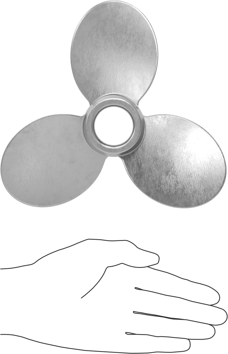 Paslanmaz Çelik Karıştırıcı Pervanesi, Sol El, 1-1/4" Mil Çapı için, 8" Çap, 8" Adım