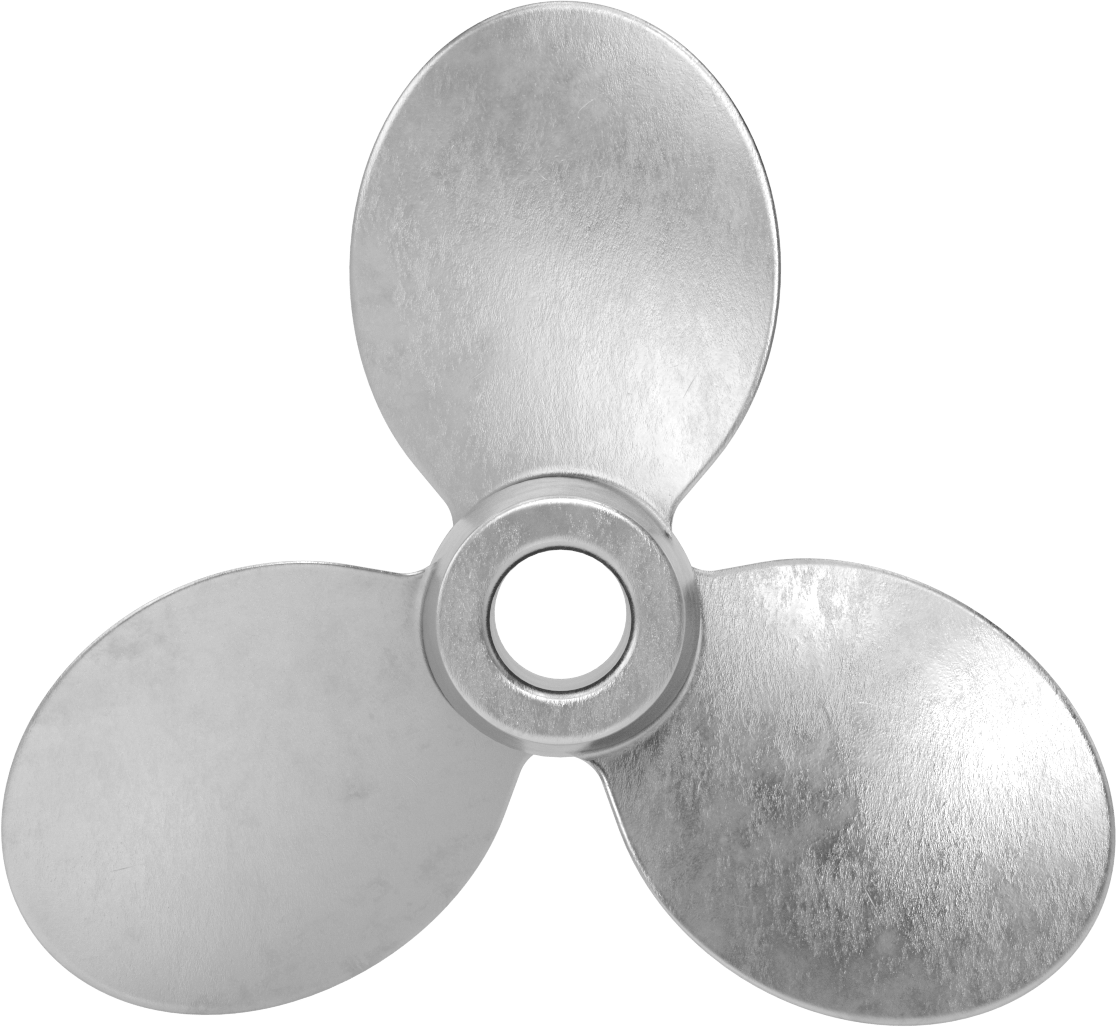 Paslanmaz Çelik Karıştırıcı Pervanesi, Sol El, 1" Mil Çapı için, 9" Çap, 9" Adım