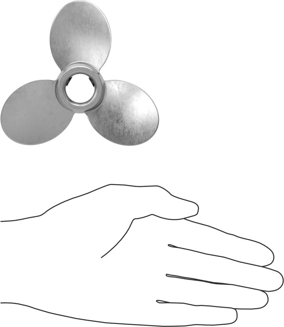 Paslanmaz Çelik Karıştırıcı Pervanesi, Sol El, 3/4" Mil Çapı için, 4-1/2" Çap, 4-1/2" Aralığı