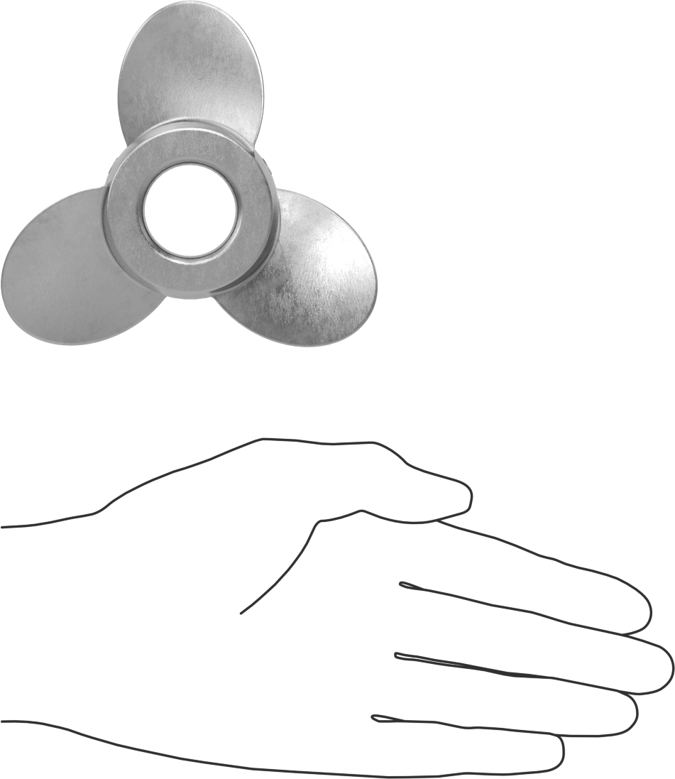 Paslanmaz Çelik Karıştırıcı Pervanesi, Sol El, 1" Mil Çapı için, 4-1/2" Çap, 4-1/2" Aralığı