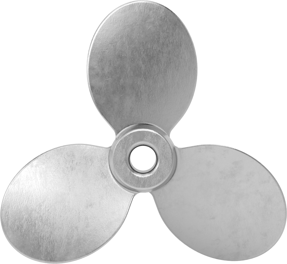 Paslanmaz Çelik Karıştırıcı Pervanesi, Sağ El, 1/2" Mil Çapı için, 6" Çap, 6" Aralığı