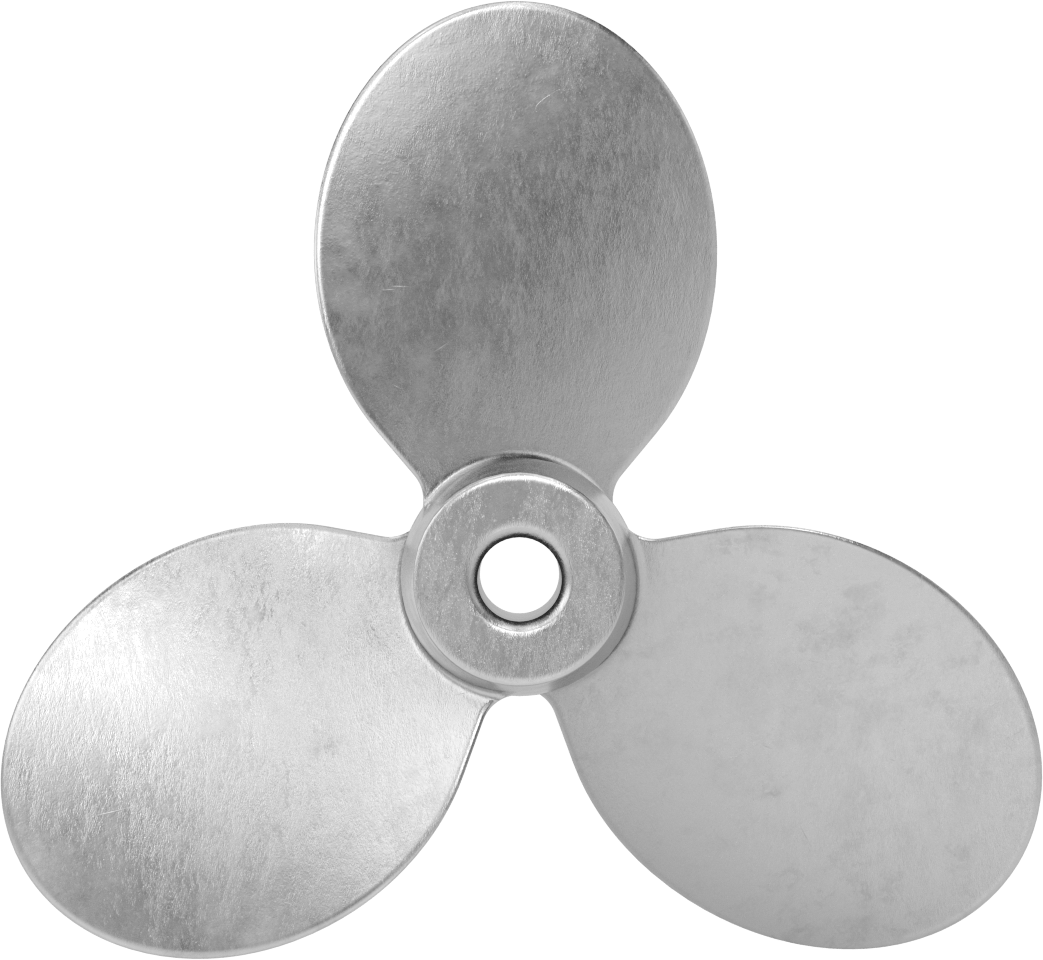 Paslanmaz Çelik Karıştırıcı Pervanesi, Sağ El, 1/2" Mil Çapı için, 7" Çap, 7" Adım