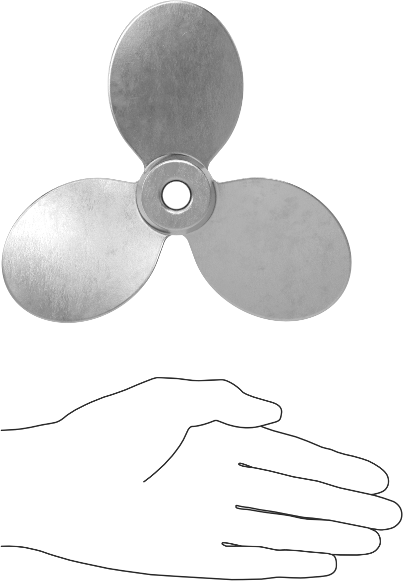 Paslanmaz Çelik Karıştırıcı Pervanesi, Sağ El, 1/2" Mil Çapı için, 7" Çap, 7" Adım
