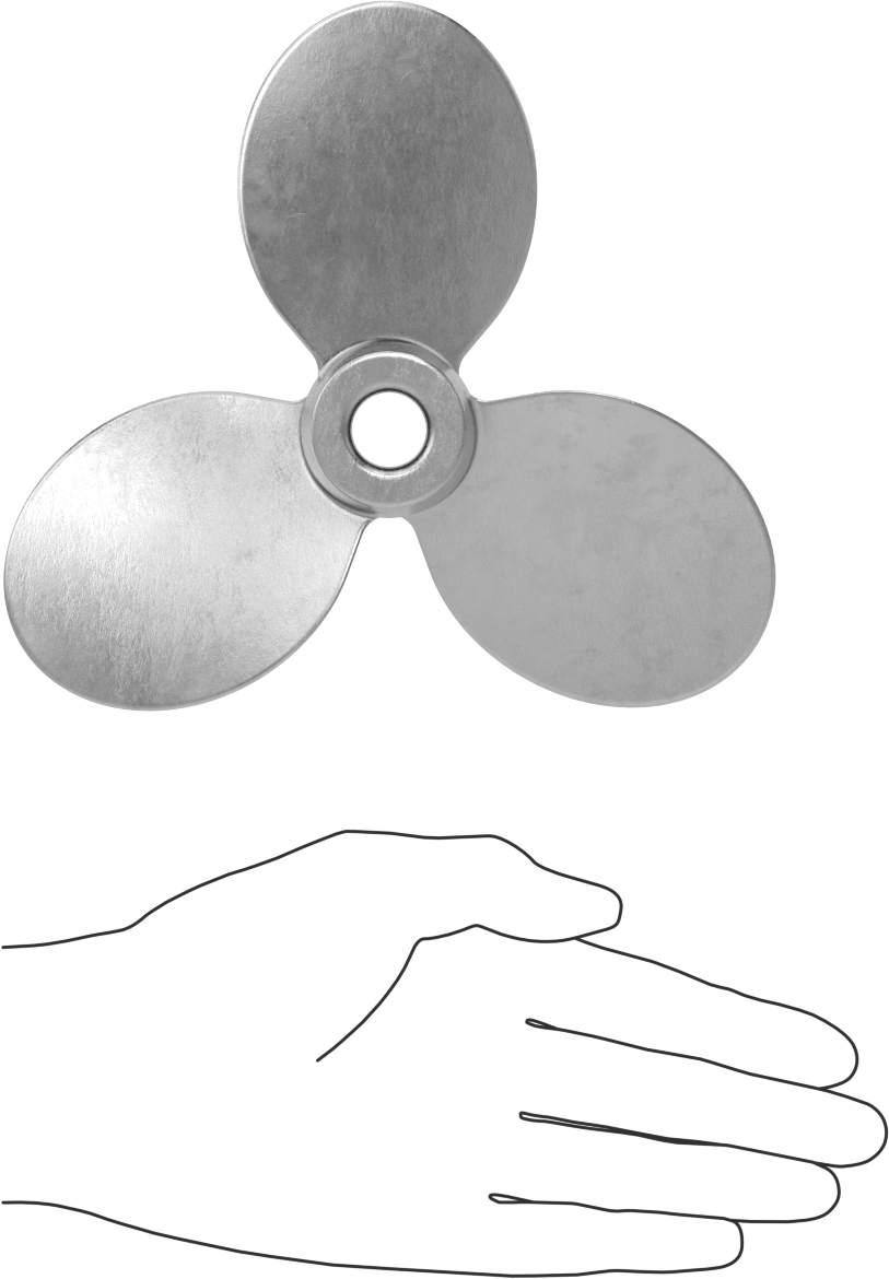 Paslanmaz Çelik Karıştırıcı Pervanesi, Sağ El, 5/8" Mil Çapı için, 7" Çap, 7" Adım