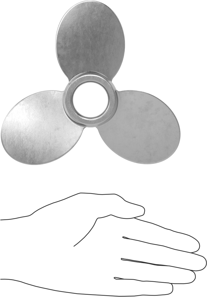 Paslanmaz Çelik Karıştırıcı Pervanesi, Sağ El, 1-1/4" Mil Çapı için, 7" Çap, 7" Adım