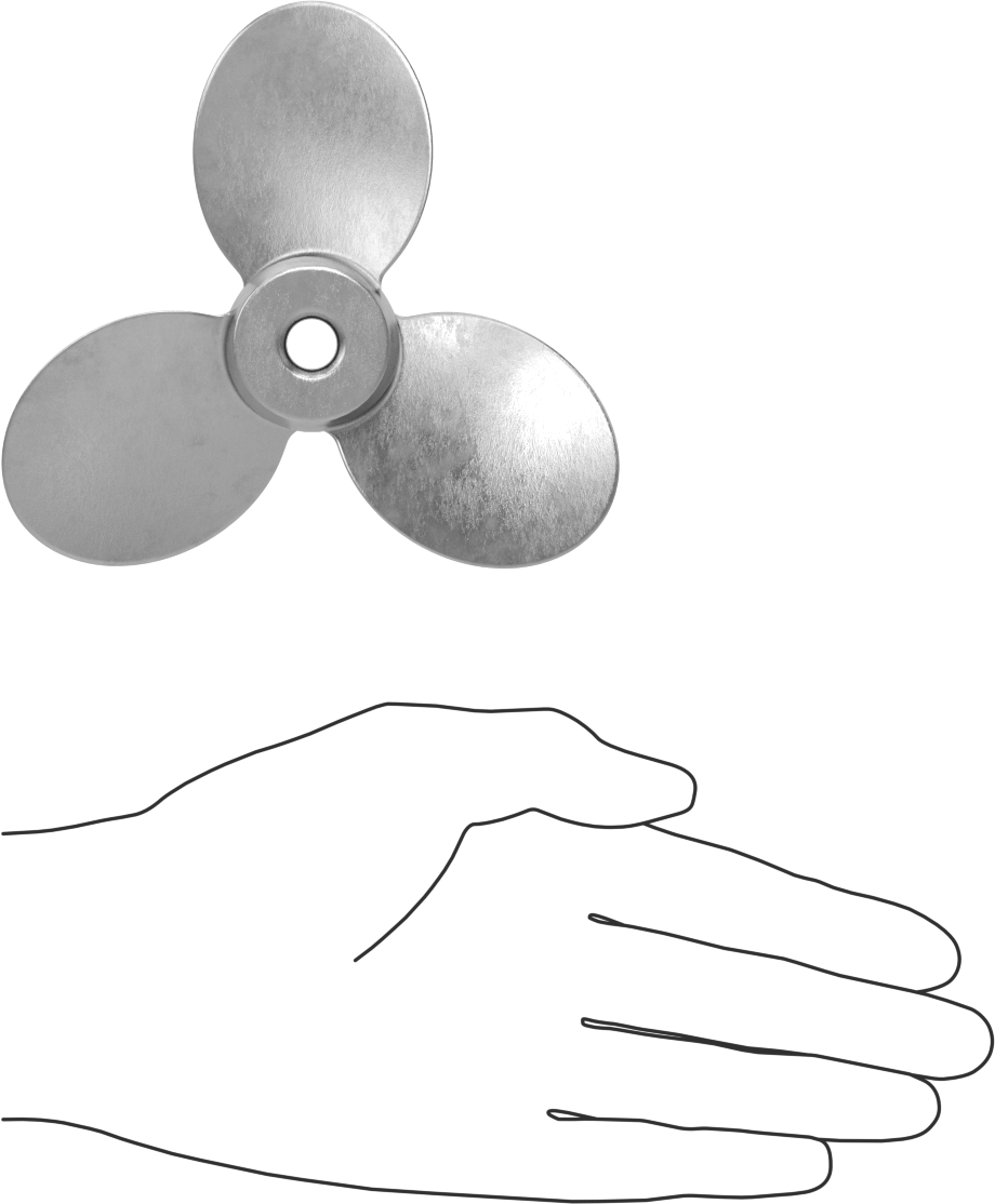 Paslanmaz Çelik Karıştırıcı Pervanesi, Sol El, 3/8" Mil Çapı, 5" Çap, 5" Aralığı