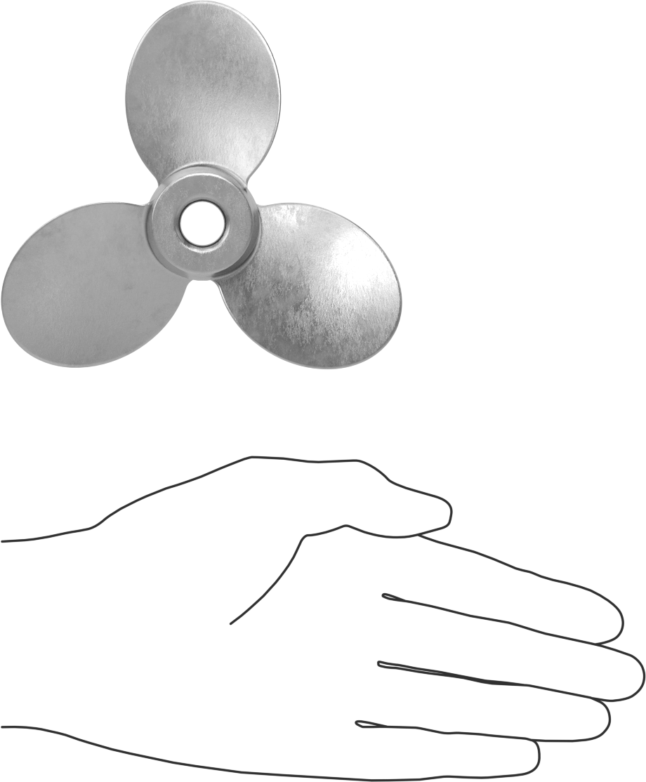 Paslanmaz Çelik Karıştırıcı Pervanesi, Sol El, 1/2" Mil Çapı için, 5" Çap, 5" Aralığı