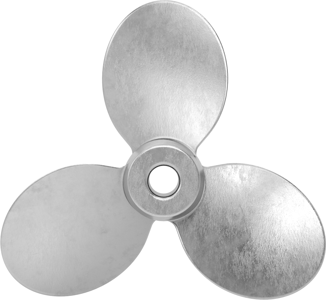 Paslanmaz Çelik Karıştırıcı Pervanesi, Sol El, 3/4" Mil Çapı için, 9" Çap, 9" Adım