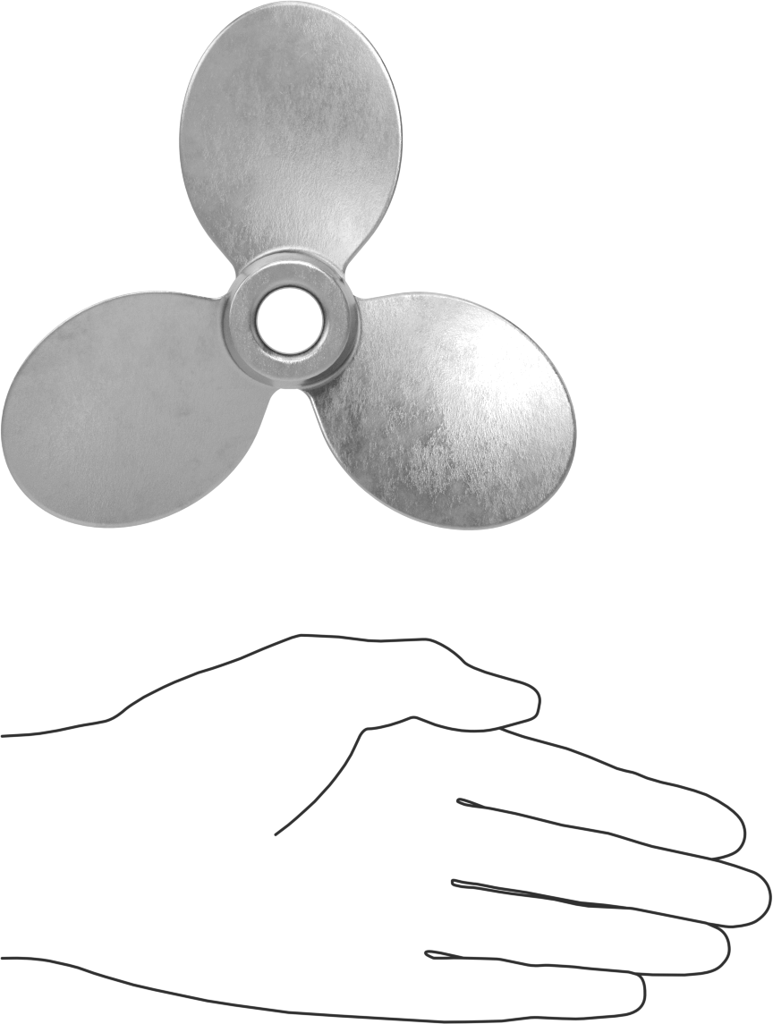 Paslanmaz Çelik Karıştırıcı Pervanesi, Sol El, 5/8" Mil Çapı için, 6" Çap, 6" Aralığı