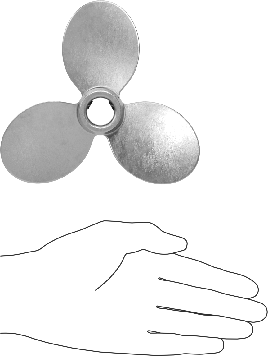 Paslanmaz Çelik Karıştırıcı Pervanesi, Sol El, 3/4" Mil Çapı için, 6" Çap, 6" Aralığı