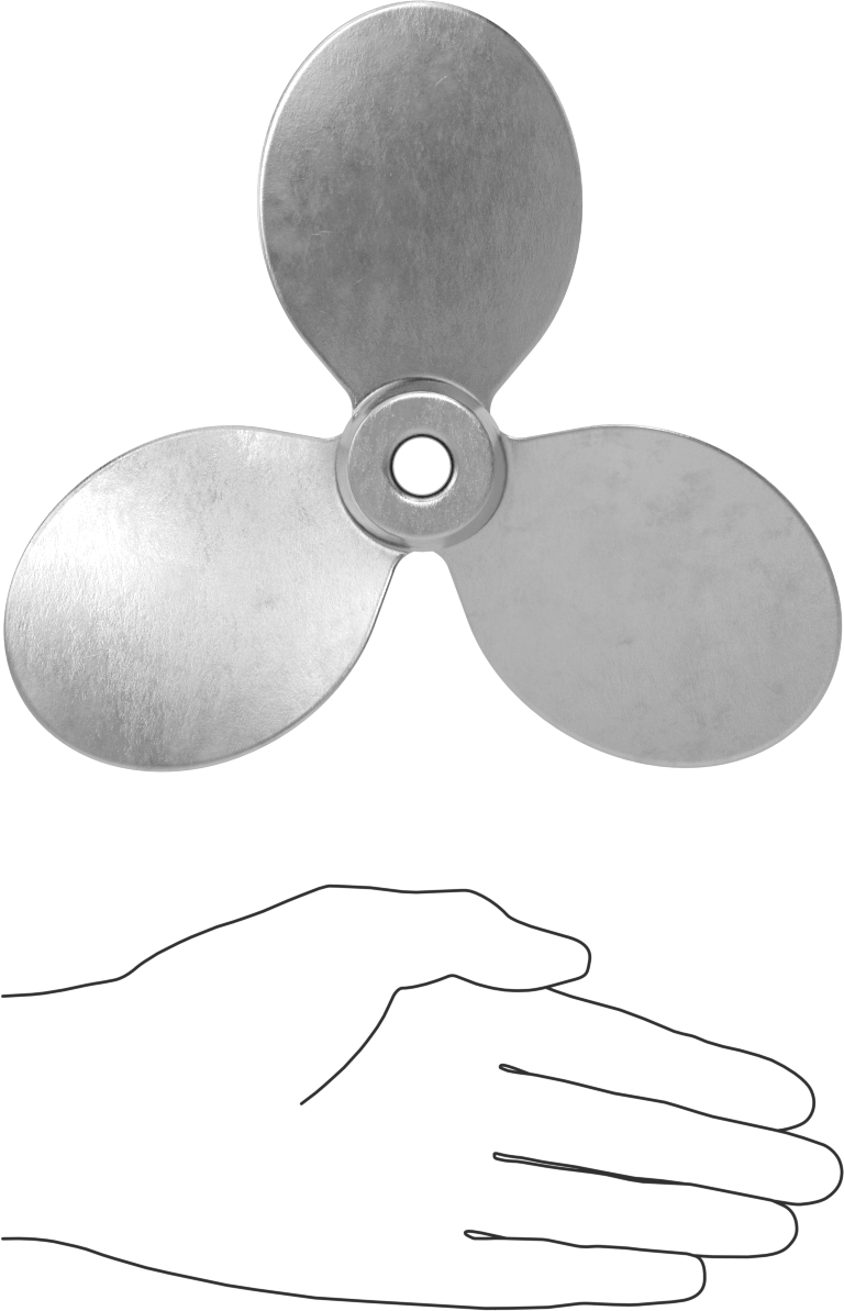 Paslanmaz Çelik Karıştırıcı Pervanesi, Sağ El, 1/2" Mil Çapı için, 8" Çap, 8" Adım