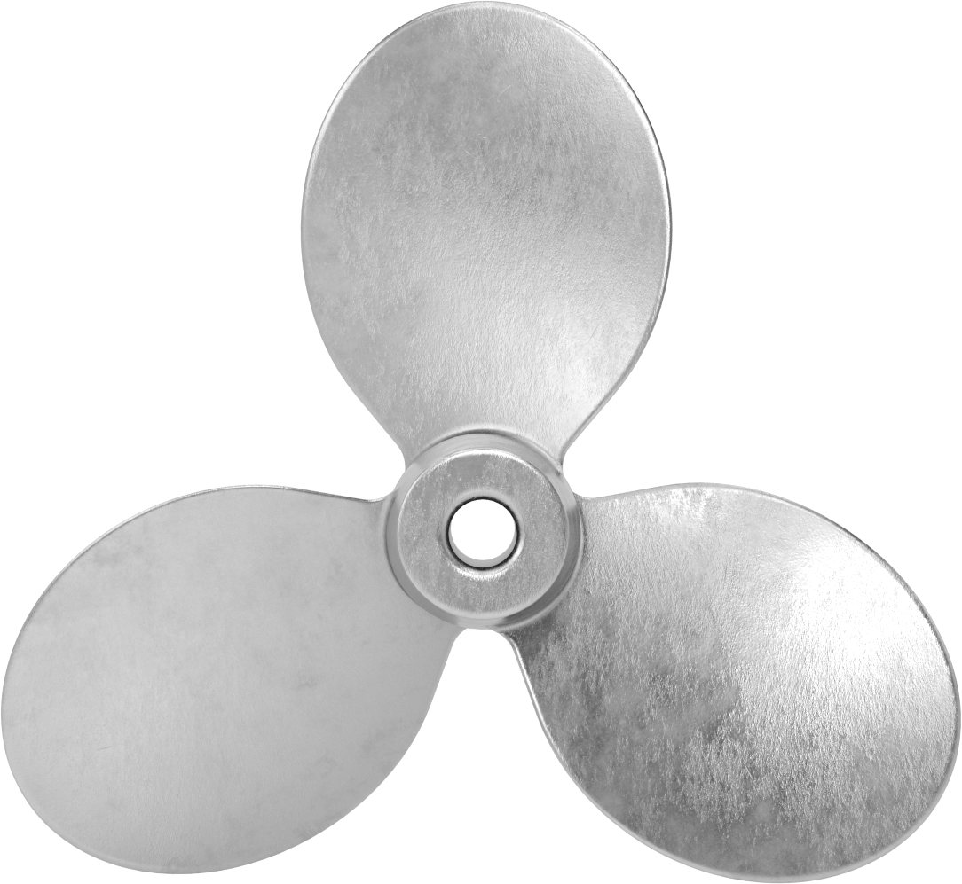 Paslanmaz Çelik Karıştırıcı Pervanesi, Sol El, 1/2" Mil Çapı için, 8" Çap, 8" Adım