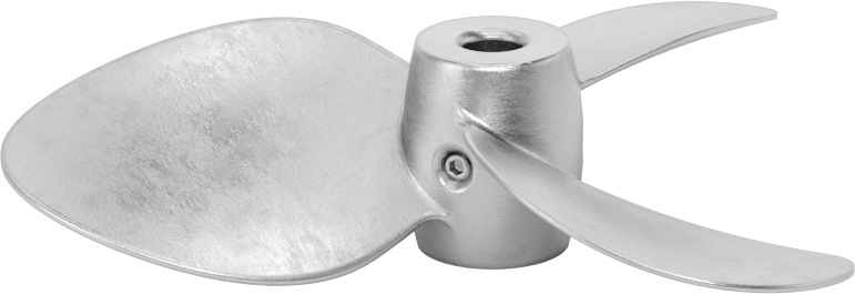 Paslanmaz Çelik Karıştırıcı Pervanesi, Sol El, 1/2" Mil Çapı için, 8" Çap, 8" Adım