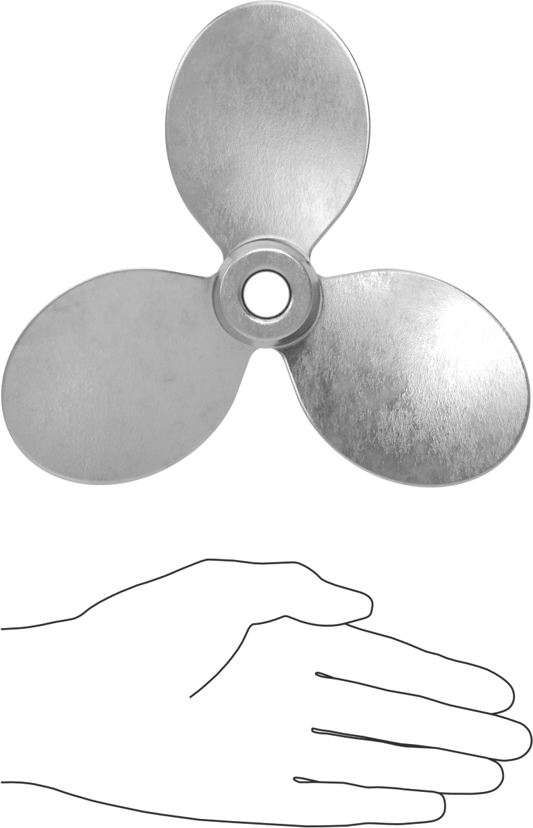 Paslanmaz Çelik Karıştırıcı Pervanesi, Sol El, 5/8" Mil Çapı için, 8" Çap, 8" Adım