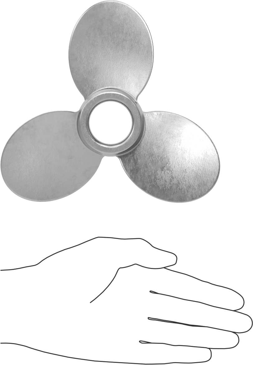 Paslanmaz Çelik Karıştırıcı Pervanesi, Sol El, 1-1/4" Mil Çapı için, 7" Çap, 7" Adım