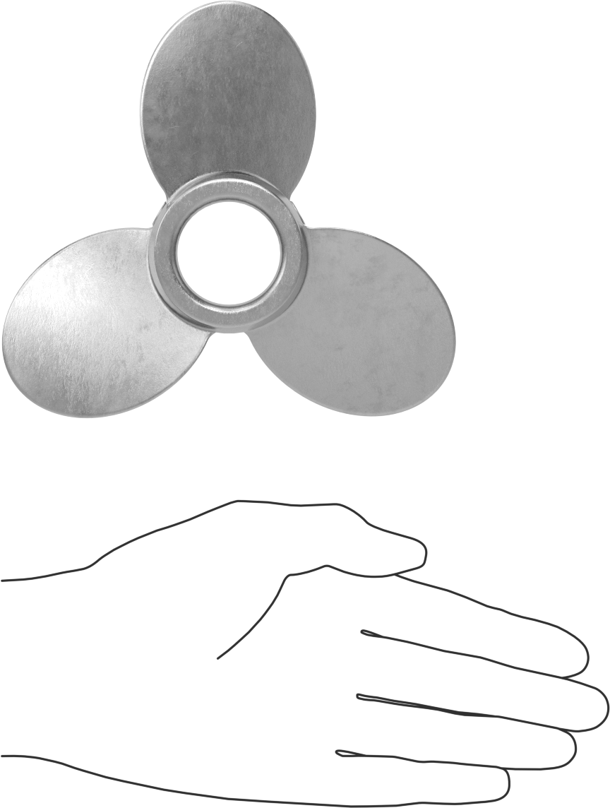 Paslanmaz Çelik Karıştırıcı Pervanesi, Sağ El, 1-1/4" Mil Çapı için, 6" Çap, 6" Aralığı