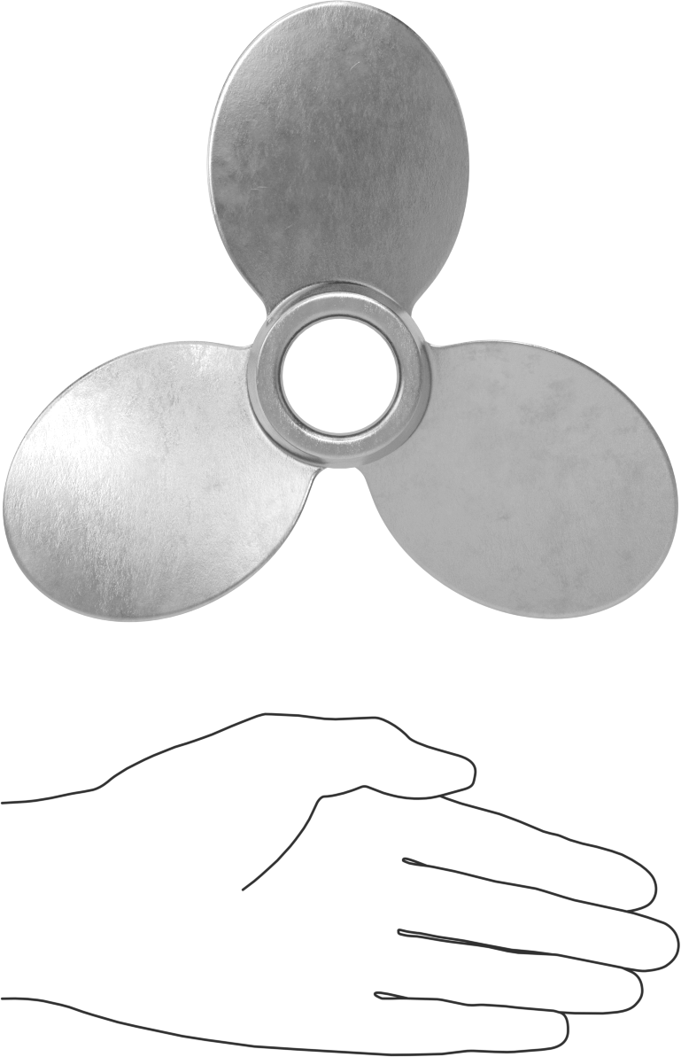 Paslanmaz Çelik Karıştırıcı Pervanesi, Sağ El, 1-1/4" Mil Çapı için, 8" Çap, 8" Adım