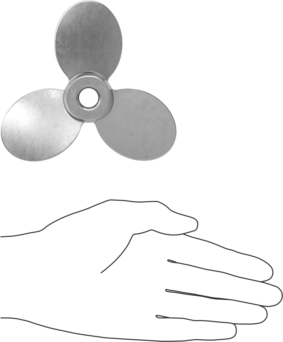 Paslanmaz Çelik Karıştırıcı Pervanesi, Sağ El, 1/2" Mil Çapı için, 5" Çap, 5" Aralığı