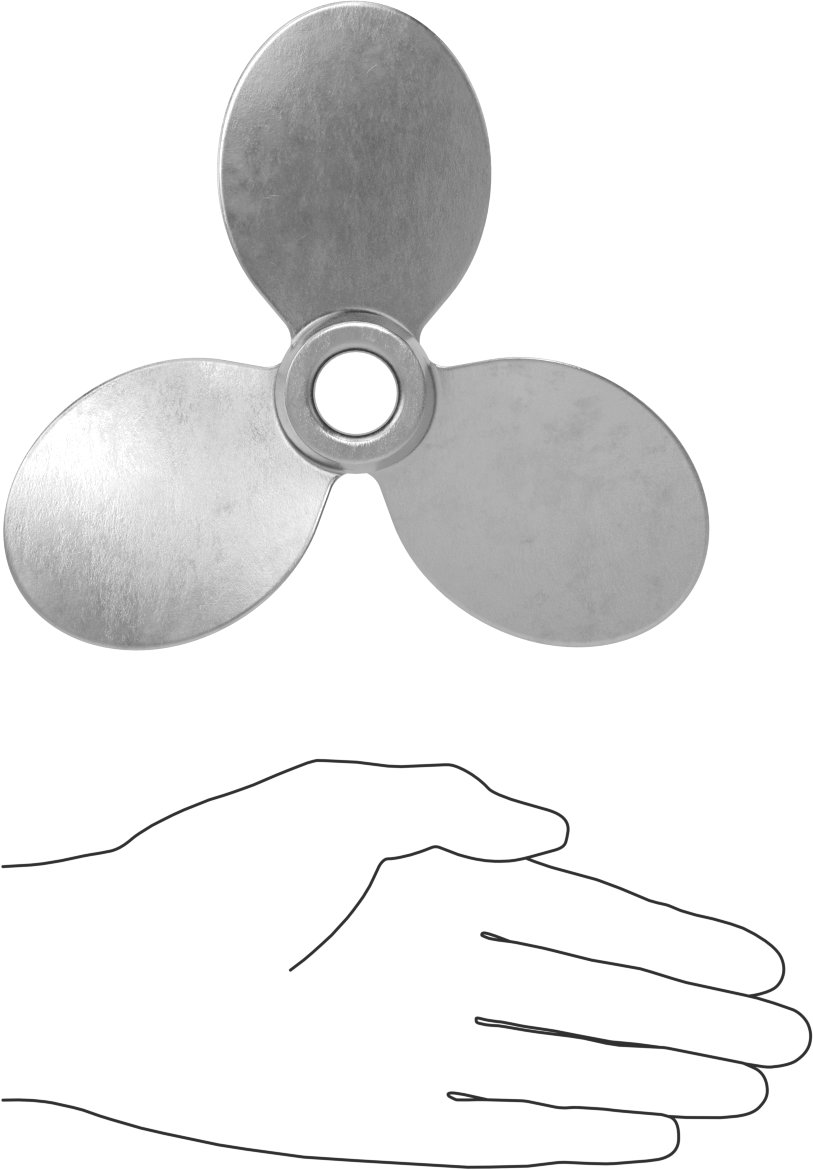 Paslanmaz Çelik Karıştırıcı Pervanesi, Sağ El, 3/4" Mil Çapı için, 7" Çap, 7" Adım