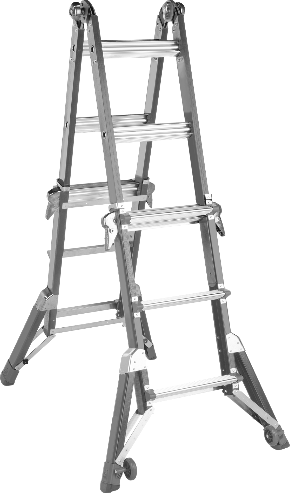 Teleskopik Çok Fonksiyonlu Merdiven, Fiberglas, Tip 1A, 300 lbs. Kapasite, 29" Toplam Genişlik