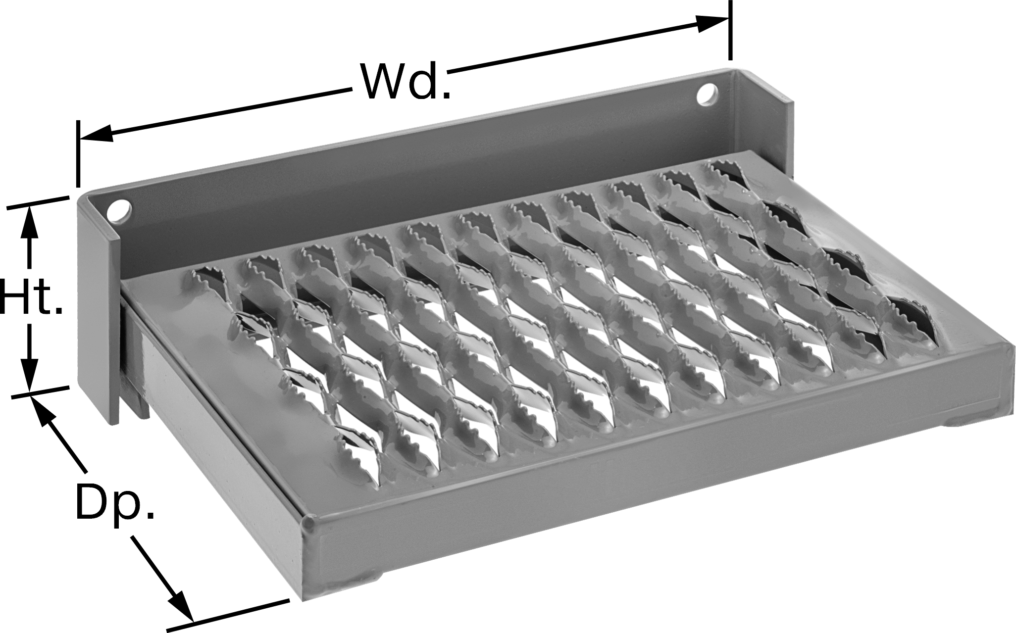 Katlanabilir Basamak, Gri Toz Boyalı Çelik, 4“ Yükseklik x 15” Genişlik Toplam