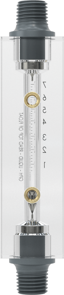 Akrilik Plastik Gövdeli Akış Ölçer, Dikdörtgen, PVC Bağlantı Parçası, 1/4 NPT Erkek, 0.7-7 gph